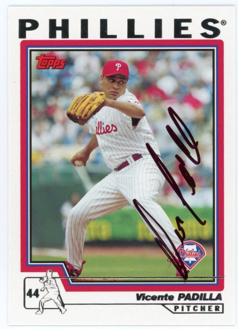 SIGNED BASEBALL CARD AUTO TOPPS 2004 VICENTE PADILLA PHILADELPHIA PHILLIES #59