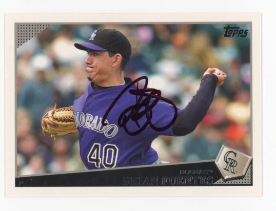 SIGNED BASEBALL CARD AUTO TOPPS 2009 BRIAN FUENTES COLORADO ROCKIES #319