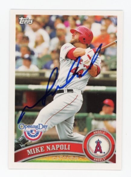 SIGNED BASEBALL CARD AUTO 2011 TOPPS OPENING DAY MIKE NAPOLI #97 LA ANGELS
