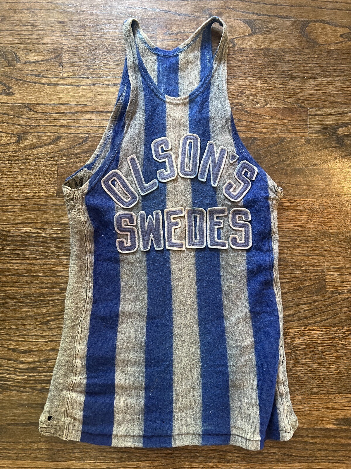 ORIGINAL 1920’s OLSON'S TERRIBLE SWEDES PRO BASKETBALL GAME USED JERSEY NILES
