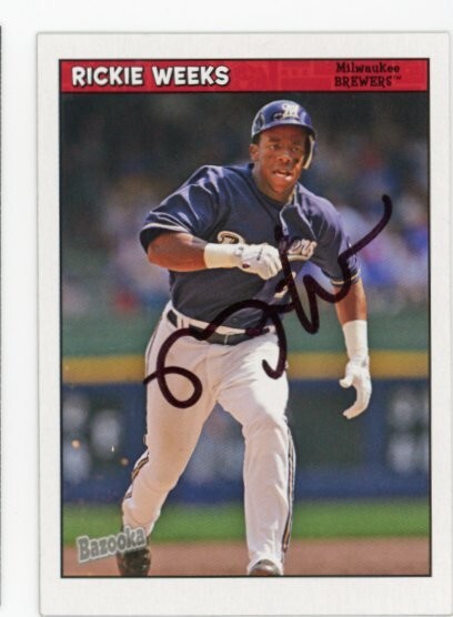 SIGNED BASEBALL CARD AUTO TOPPS 2006 BAZOOKA RICKIE WEEKS MILWAUKEE BREWERS #118