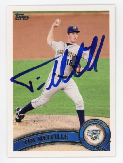 SIGNED BASEBALL CARD AUTO TOPPS 2011 PRO DEBUT TIM MELVILLE #126 KC ROYALS RC
