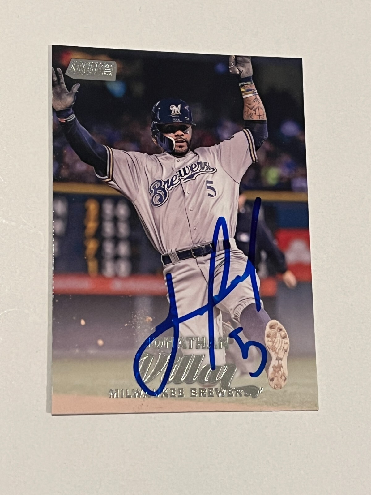 SIGNED BASEBALL CARD AUTO 2017 TOPPS STADIUM CLUB JONATHAN VILLAR BREWERS TSC