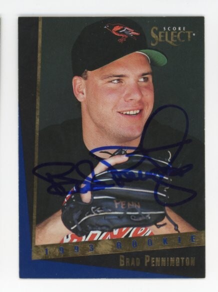 SIGNED BASEBALL CARD AUTO BALTIMORE ORIOLES BRAD PENNINGTON 1993 SCORE SELECT