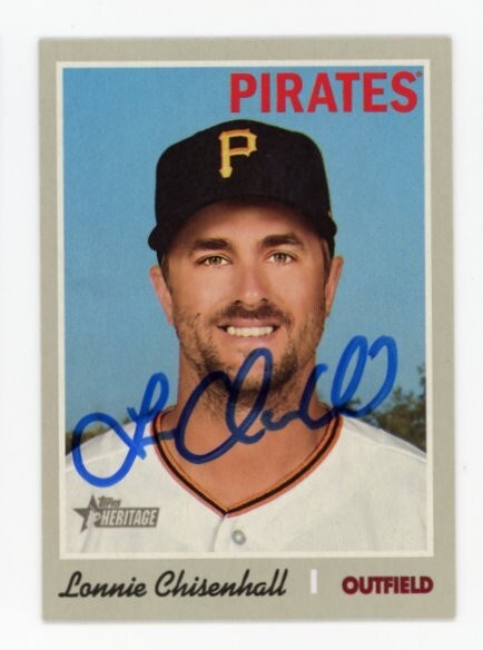 SIGNED BASEBALL CARD AUTO TOPPS 2019 HERITAGE LONNIE CHISENHALL PIRATES #510