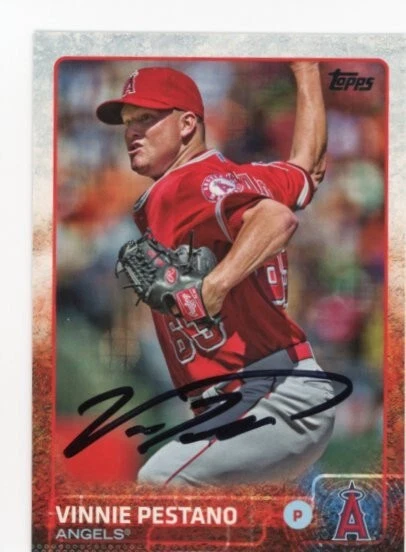SIGNED BASEBALL CARD AUTO TOPPS 2015 LOS ANGELES ANGELS VINNIE PESTANO #US133