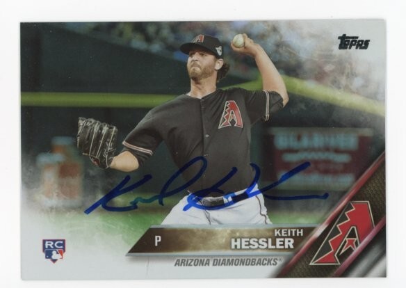 SIGNED BASEBALL CARD AUTO TOPPS 2016 KEITH HESSLER ARIZONA DIAMONDBACKS SHINY