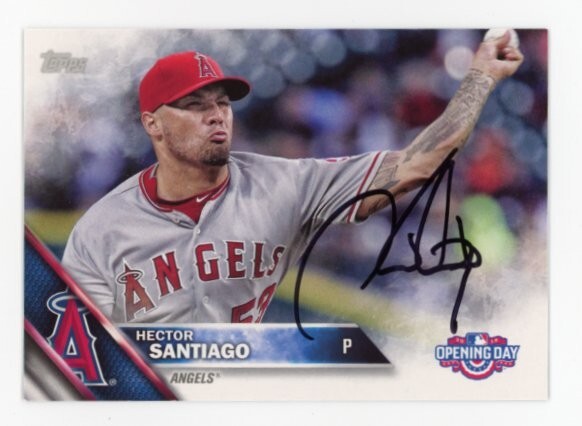 SIGNED BASEBALL CARD AUTO OPENING DAY TOPPS 2016 HECTOR SANTIAGO ANGELS #OD193