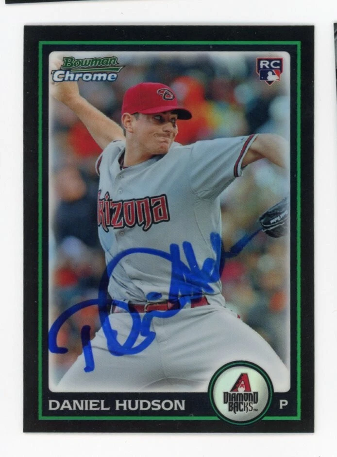 SIGNED BASEBALL CARD AUTO BOWMAN CHROME 2010 REFRACTOR DANIEL HUDSON #50 DBACKS