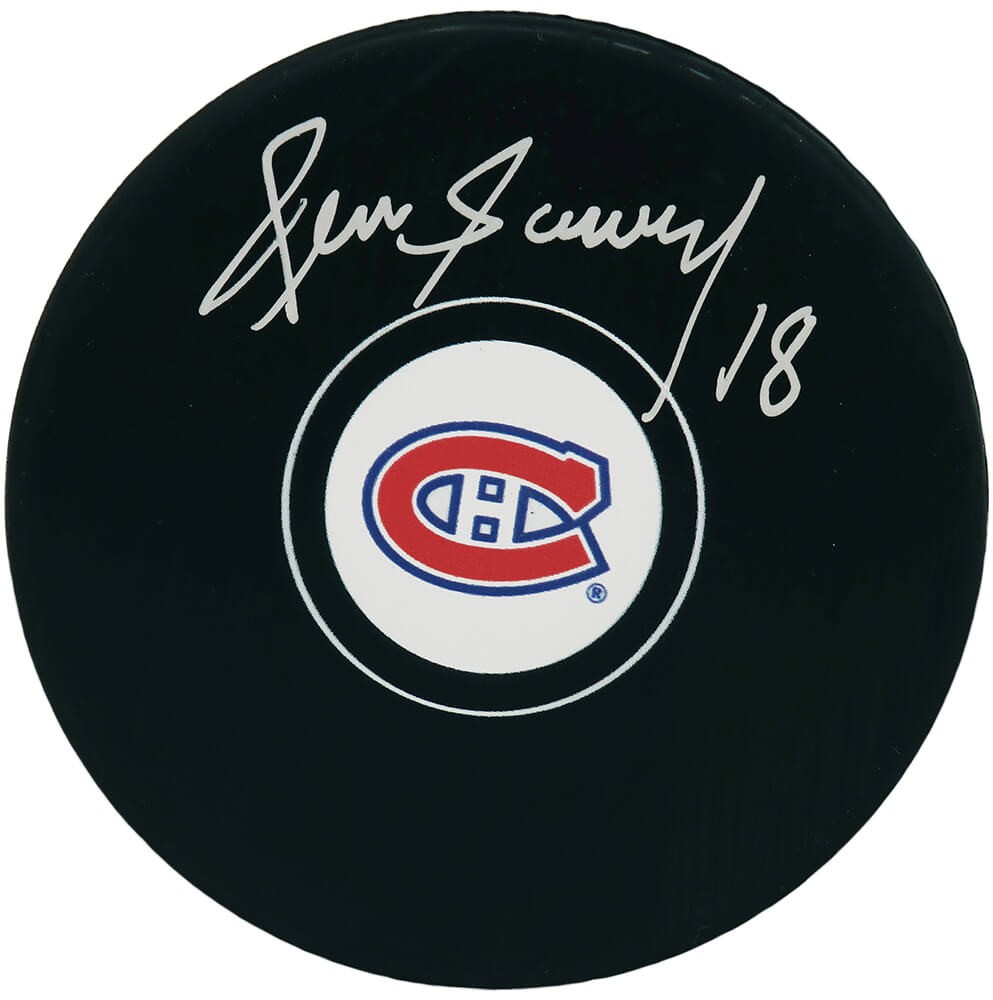 Denis Savard Signed Montreal Canadiens Logo Hockey Puck - (SCHWARTZ SPORTS COA)