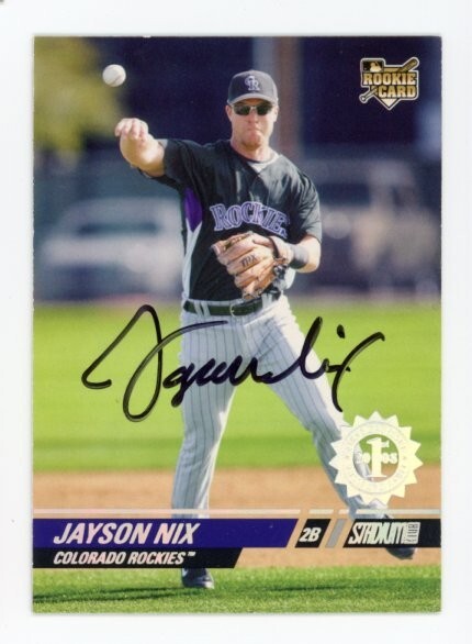 SIGNED BASEBALL CARD AUTO JAYSON NIX 1st DAY TOPPS STADIUM CLUB TSC 2008 ROCKIES