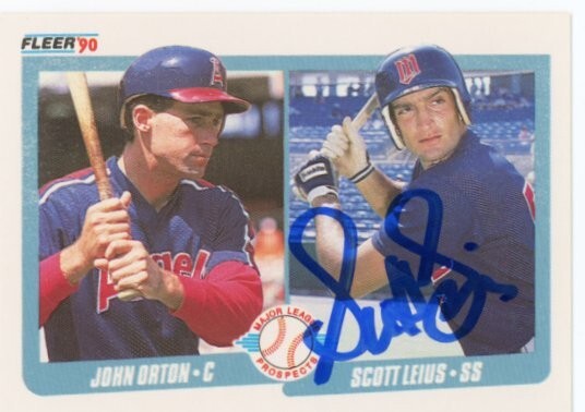 SIGNED BASEBALL CARD AUTO 1990 FLEER SCOTT LEUIS MINNESOTA TWINS #647