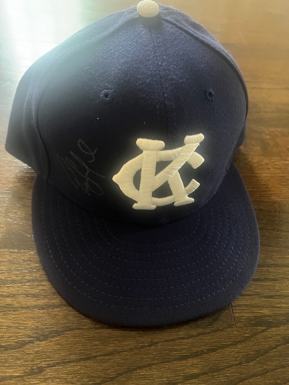 GAME USED BASEBALL HAT KANSAS CITY ROYALS TBTC MONARCHS PEDRO GRIFOL 2016 7 3/8