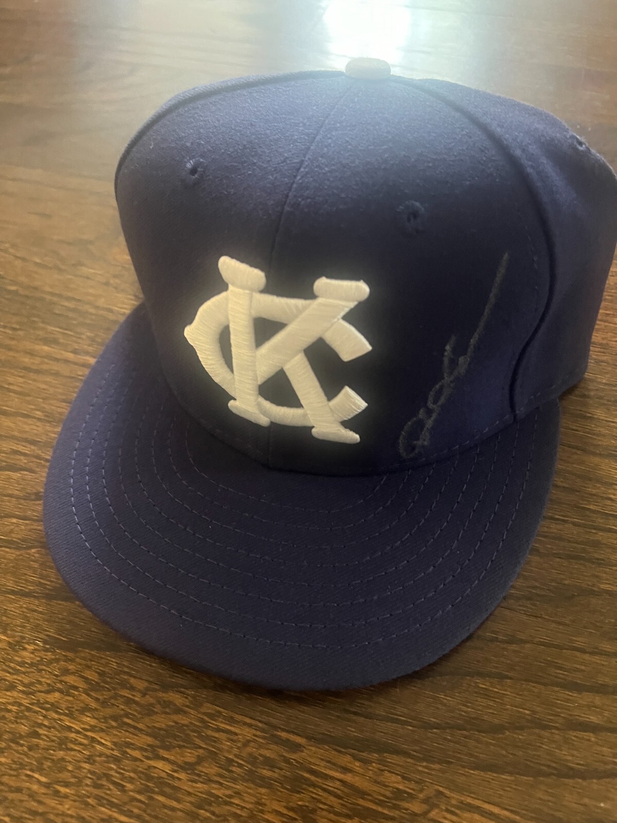 GAME USED BASEBALL HAT KANSAS CITY ROYALS TBTC MONARCHS DAVE EILAND 2016 7 1/8