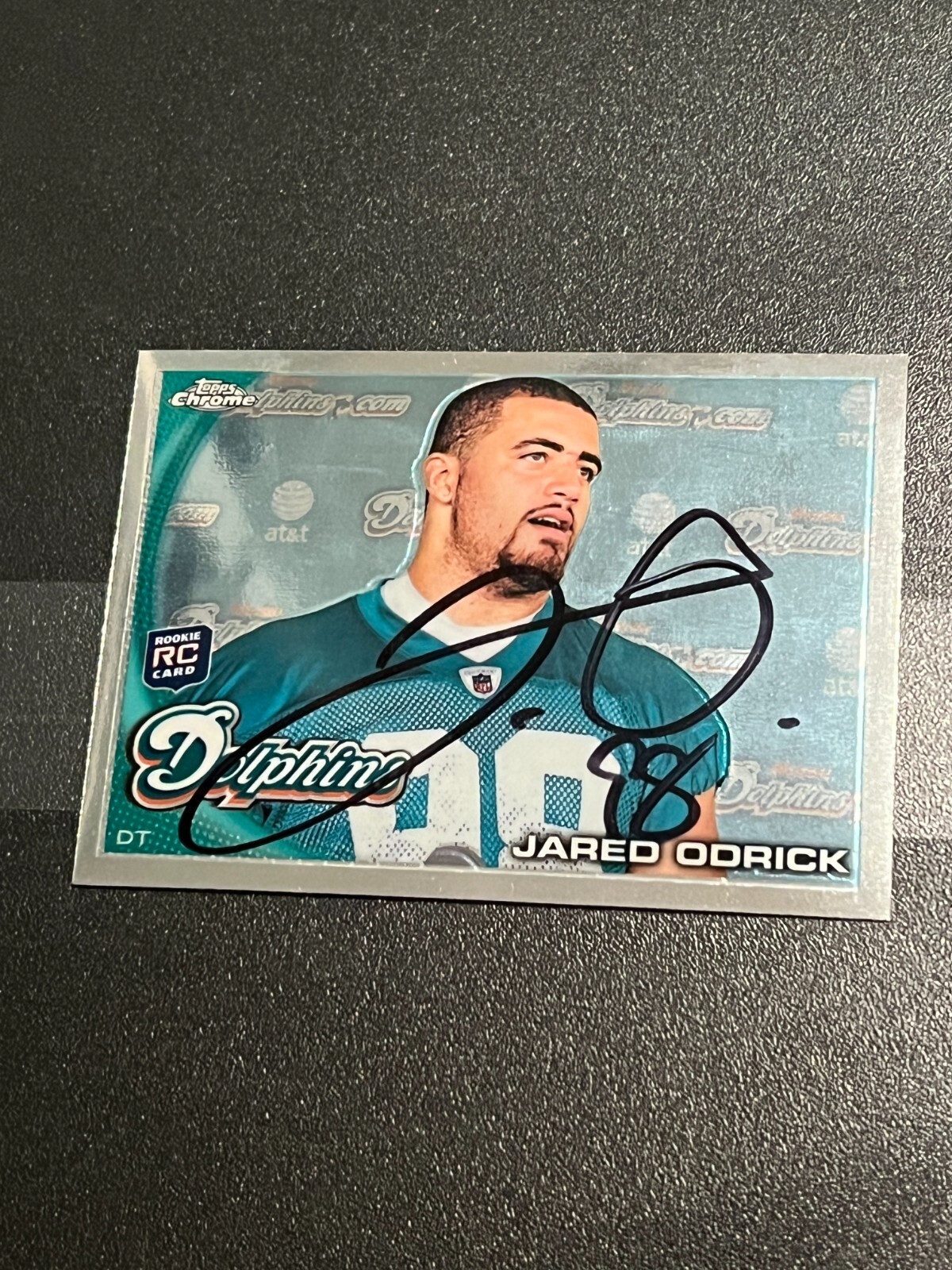 SIGNED FOOTBALL CARD TOPPS CHROME 2010 JARED ODRICK PENN STATE MIAMI DOLPHINS