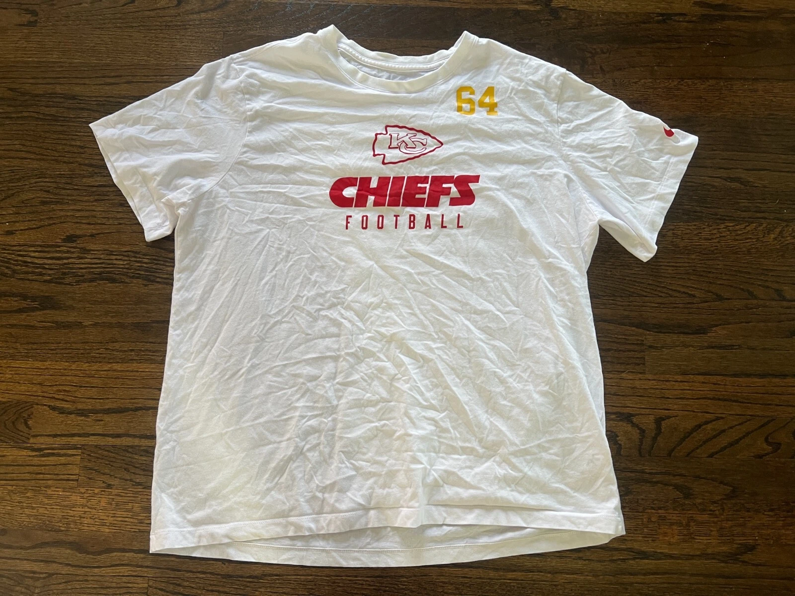 KANSAS CITY CHIEFS GAME USED ? TEAM ISSUED FOOTBALL SHIRT 3XL WANYA MORRIS #64
