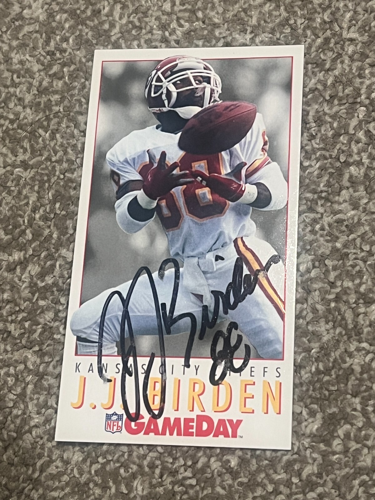 SIGNED FOOTBALL CARD AUTO KANSAS CITY CHIEFS  1992 FLEER GAMEDAY JJ BIRDEN #104