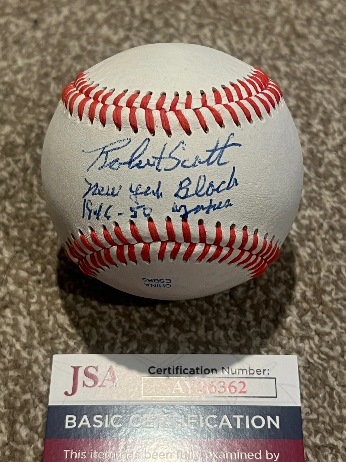 ROBERT SCOTT SIGNED BASEBALL AUTO NEGRO LEAGUE NEW YORK BLACK YANKEES JSA COA