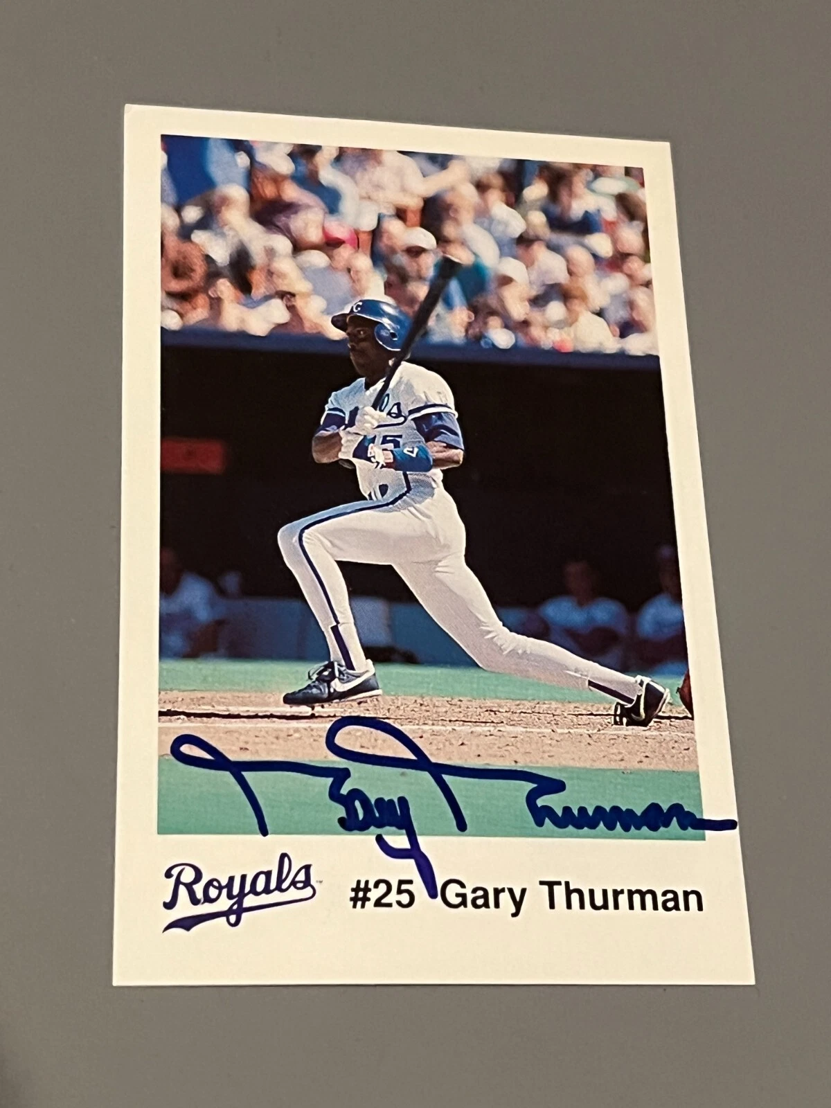SIGNED BASEBALL CARD AUTO GARY THURMAN KANSAS CITY ROYALS SGA POLICE POSTCARD