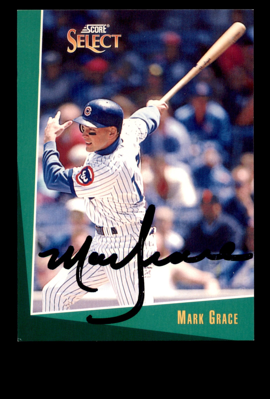 Signed Baseball Card Auto 1993 Select #73 Mark Grace Chicago Cubs