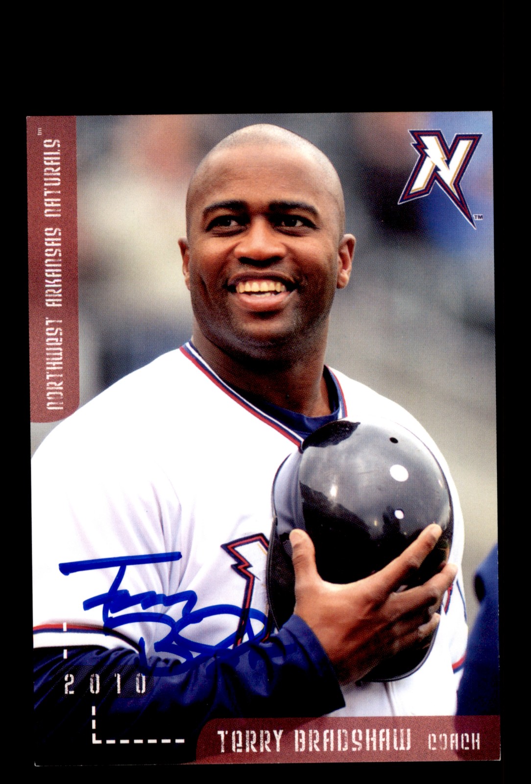 Signed Baseball Card Auto 2010 Northwest Arkansas Naturals Terry Bradshaw