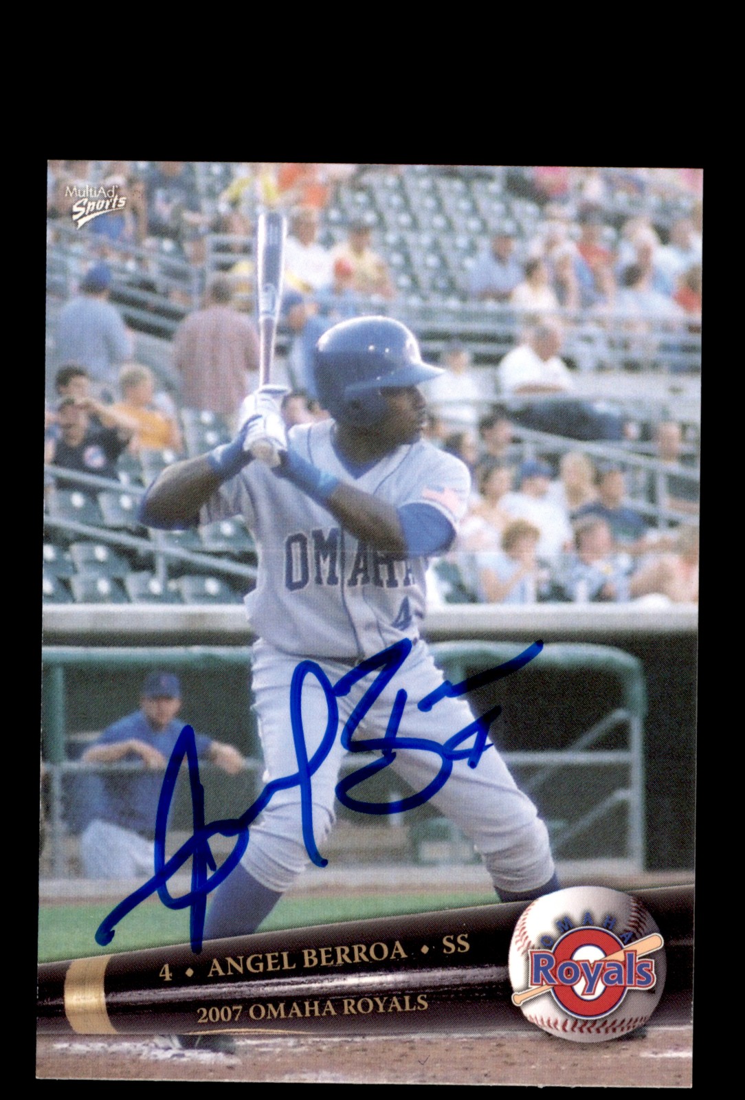 Signed Baseball Card Auto 2007 MultiAd Omaha Royals #5 Angel Berroa