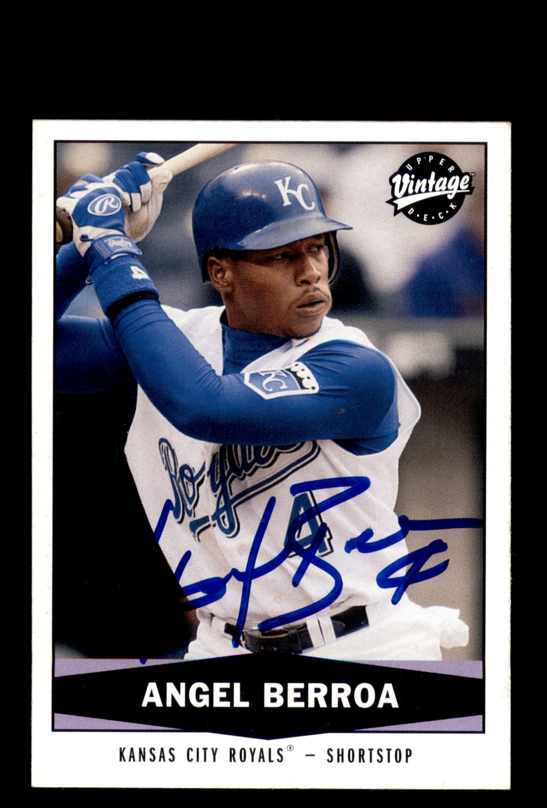 Signed Baseball Card Auto 2004 Upper Deck Vintage #224 Angel Berroa KC Royals