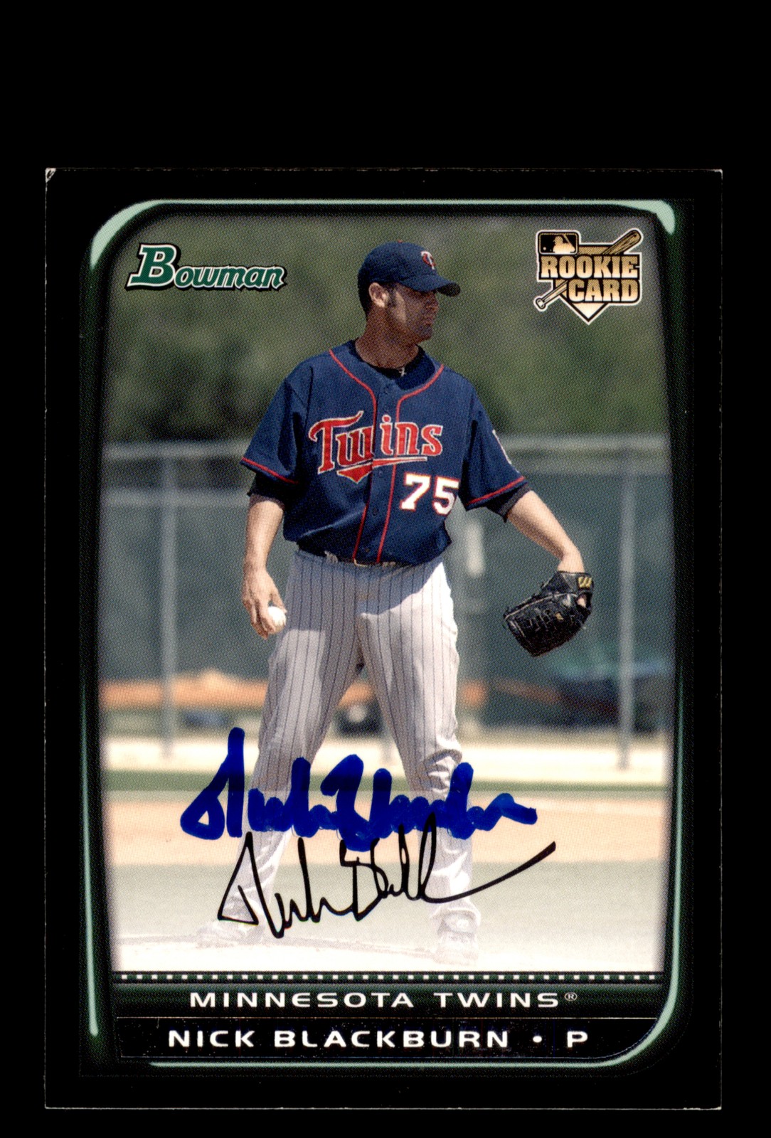 Signed Baseball Card Auto 2008 Bowman #216 Nick Blackburn Minnesota Twins