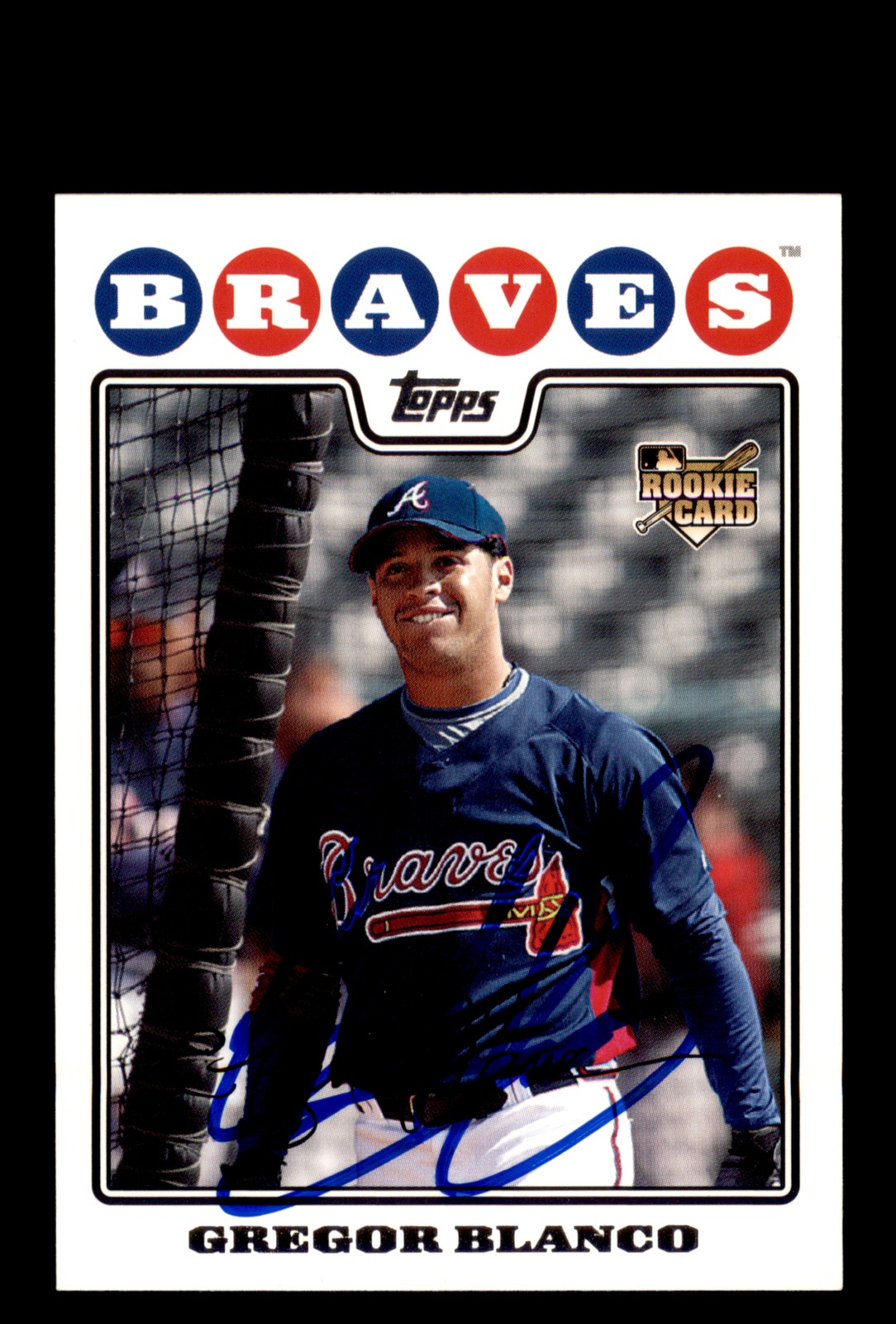 Signed Baseball Card Auto 2008 Topps #468 Gregor Blanco Atlanta Braves