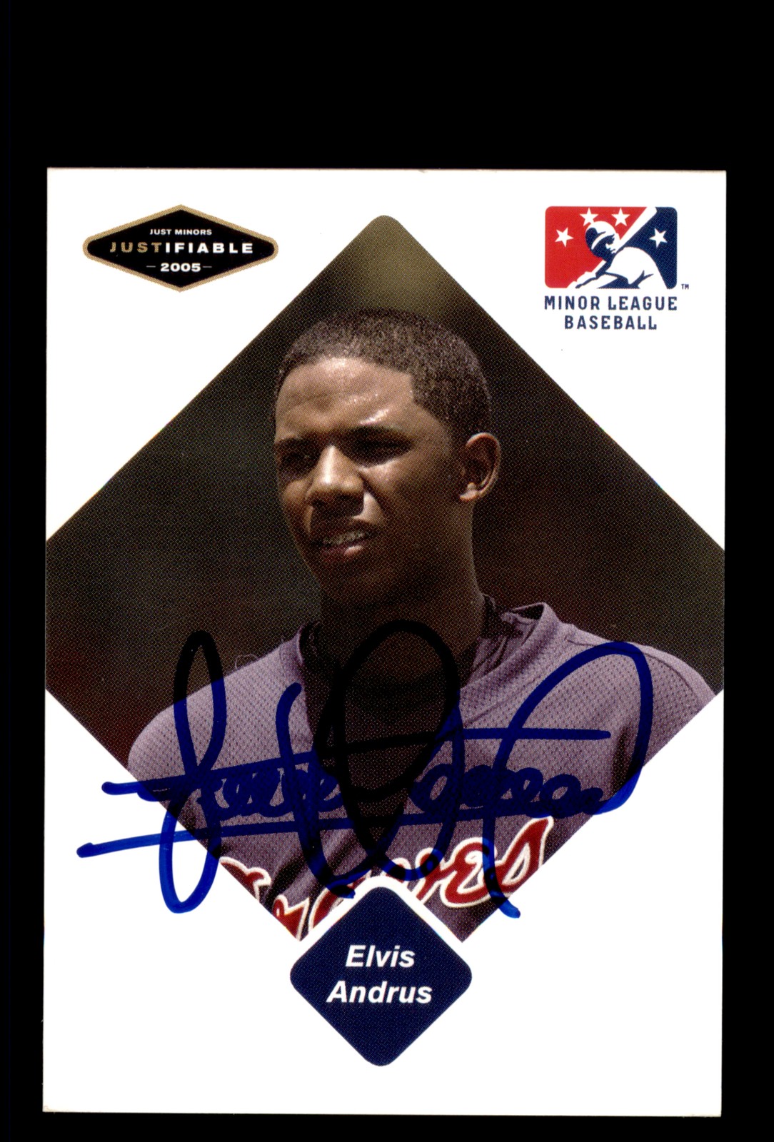 Signed Baseball Card Auto 2005 Justifiable #1 Elvis Andrus Atlanta Braves