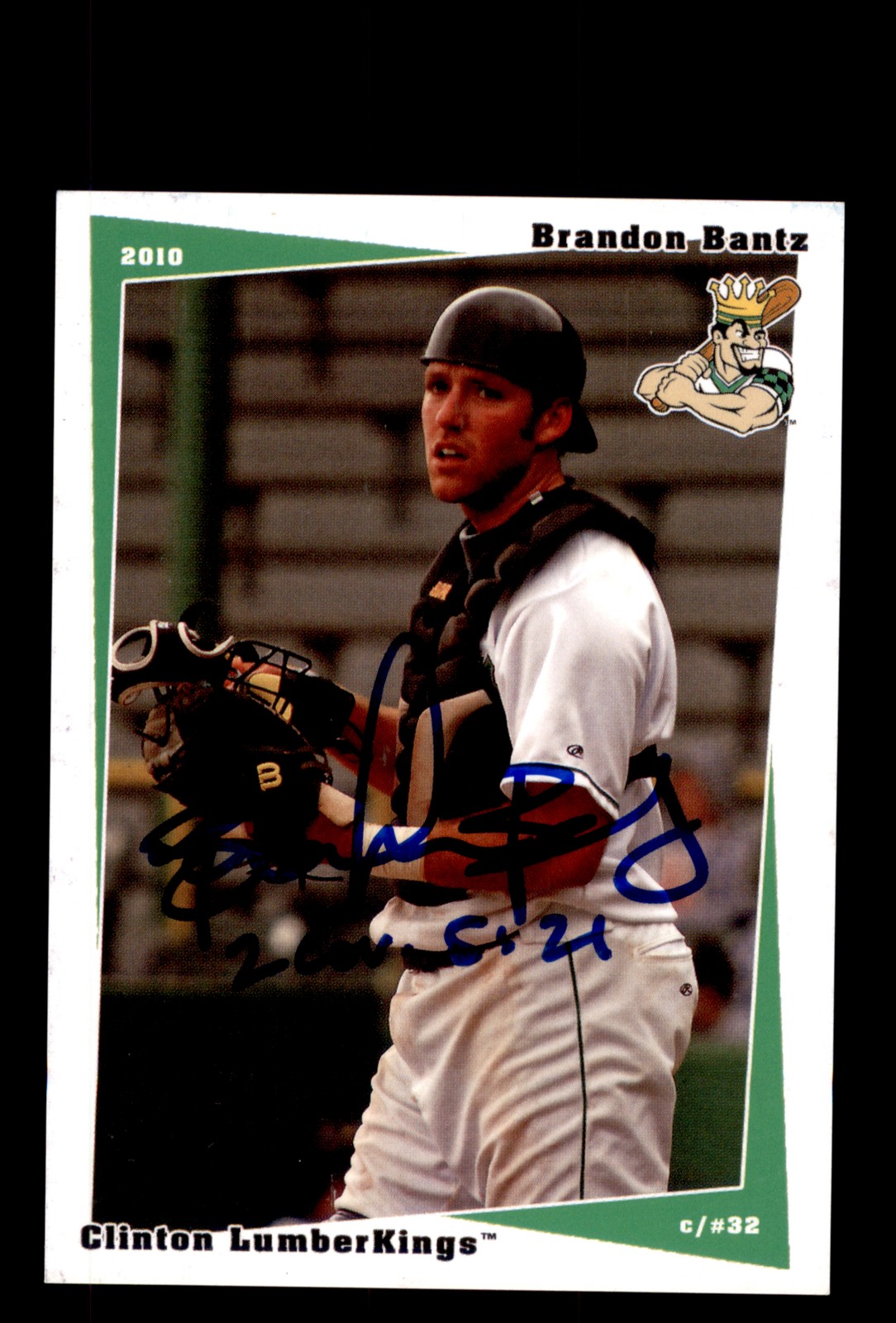 Signed Baseball Card Auto 2010 Grandstand Clinton LumberKings Brandon Bantz