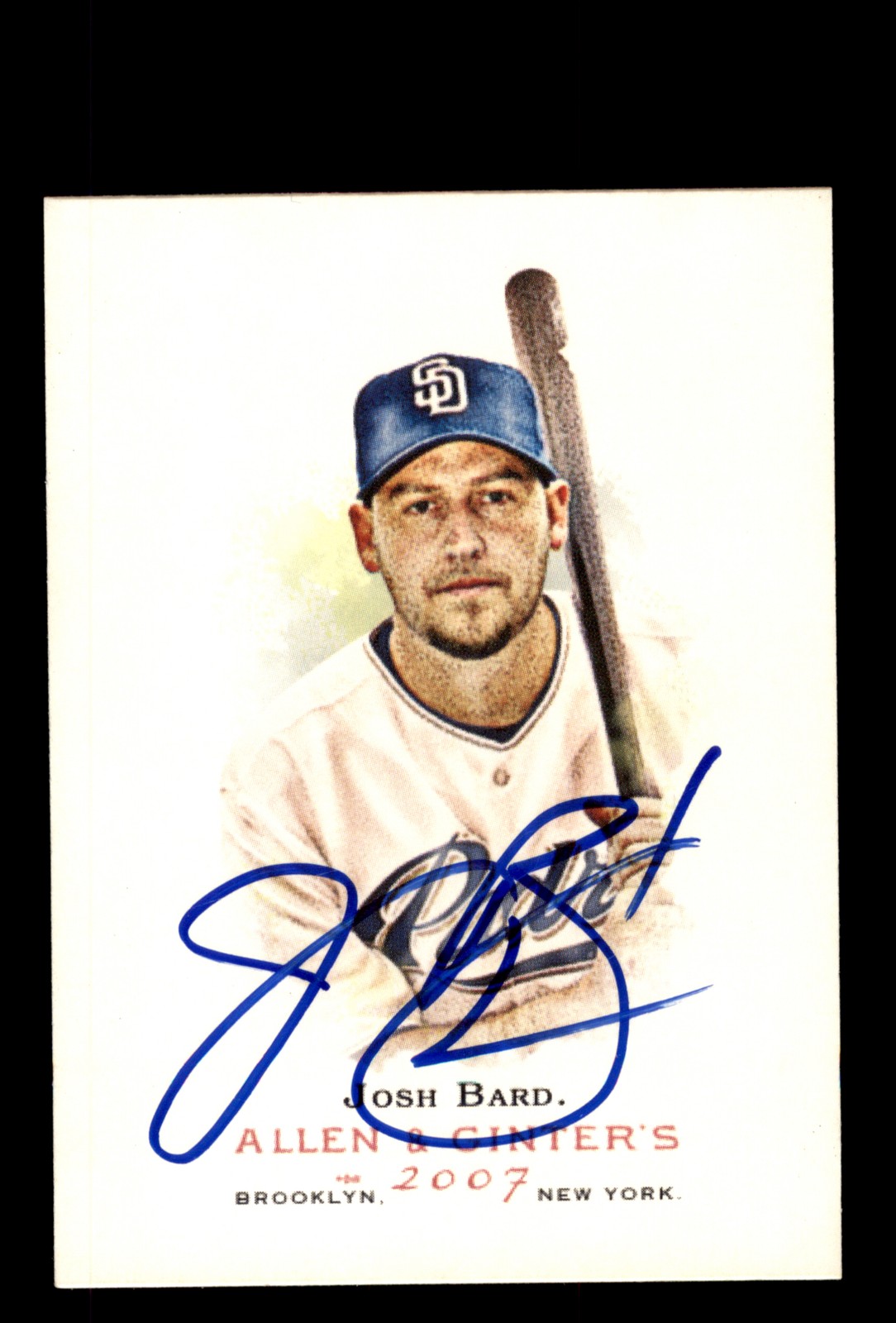 Signed Baseball Card Auto 2007 Topps Allen & Ginter #224 Josh Bard A&G Padres