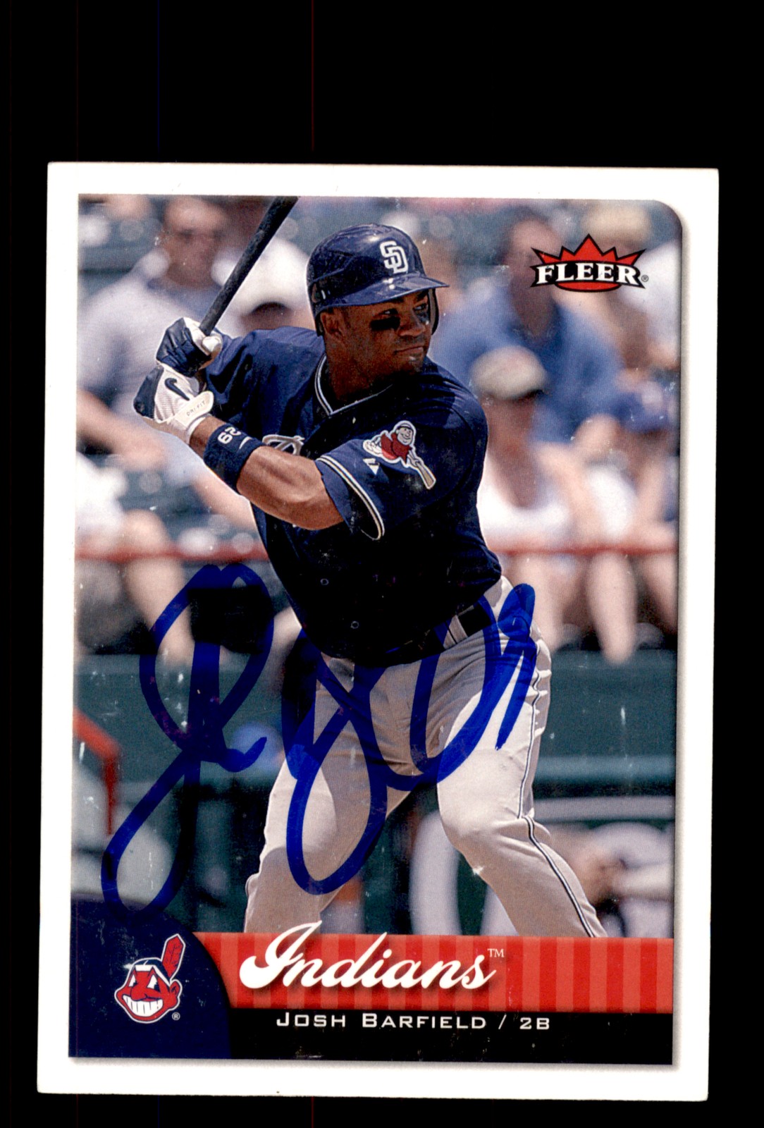 Signed Baseball Card Auto 2007 Fleer #80 Josh Barfield Cleveland Indians