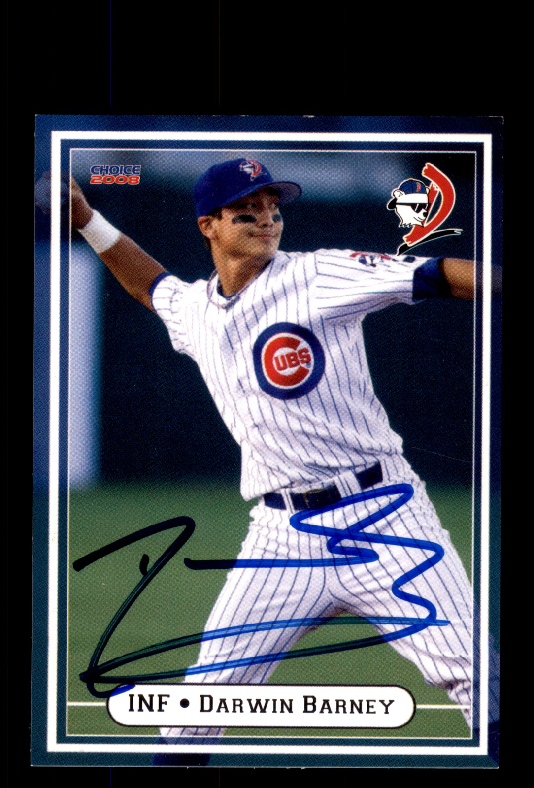 Signed Baseball Card Auto 2008 Choice Daytona Cubs #02 Darwin Barney