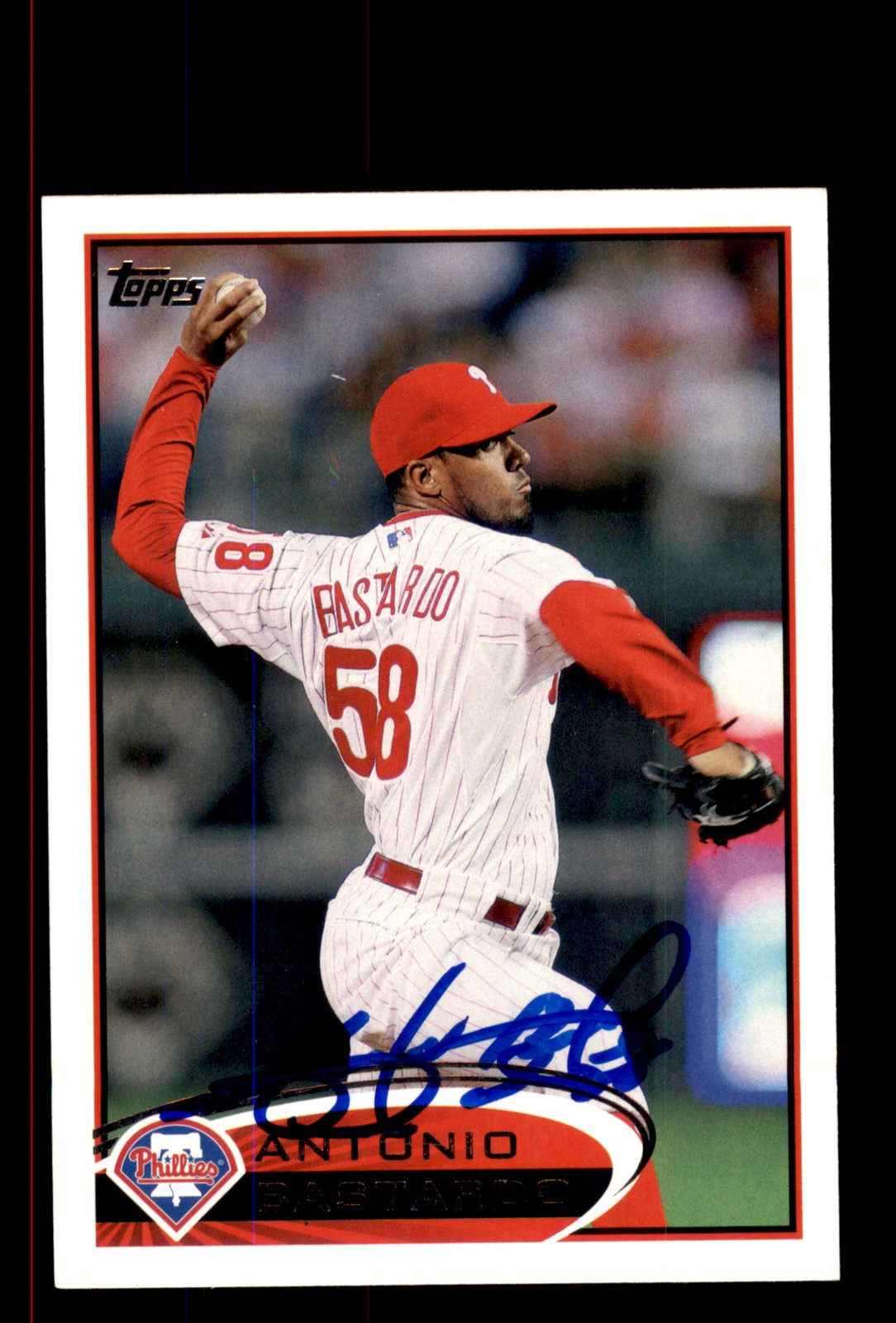 Signed Baseball Card Auto 2012 Topps #287 Antonio Bastardo Philadelphia Phillies