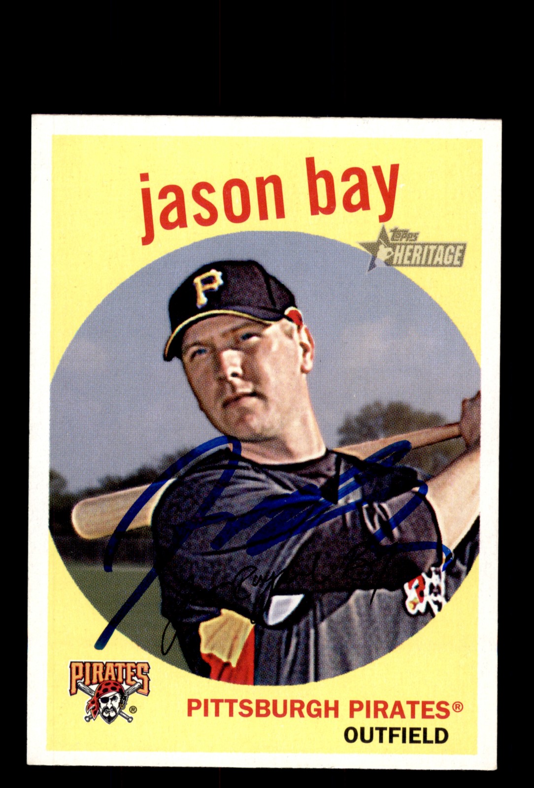 Signed Baseball Card Auto 2008 Topps Heritage #478 Jason Bay Pittsburgh Pirates