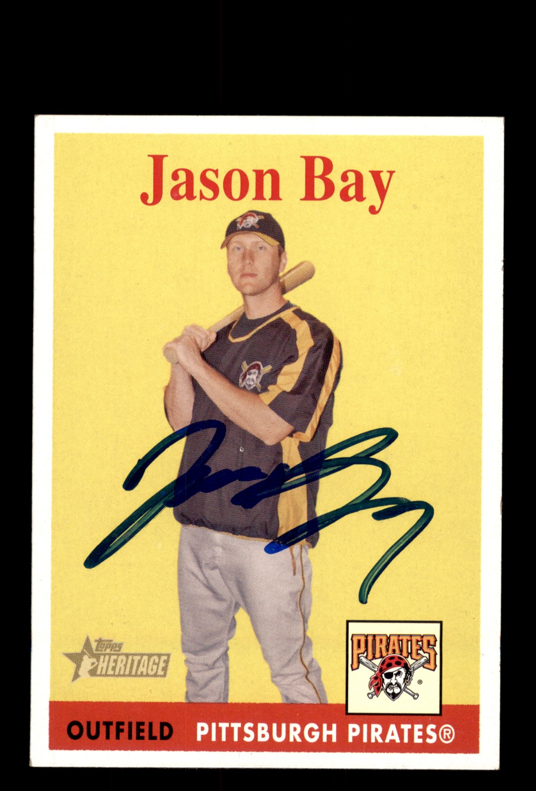 Signed Baseball Card Auto 2007 Topps Heritage #52 Jason Bay Pittsburgh Pirates