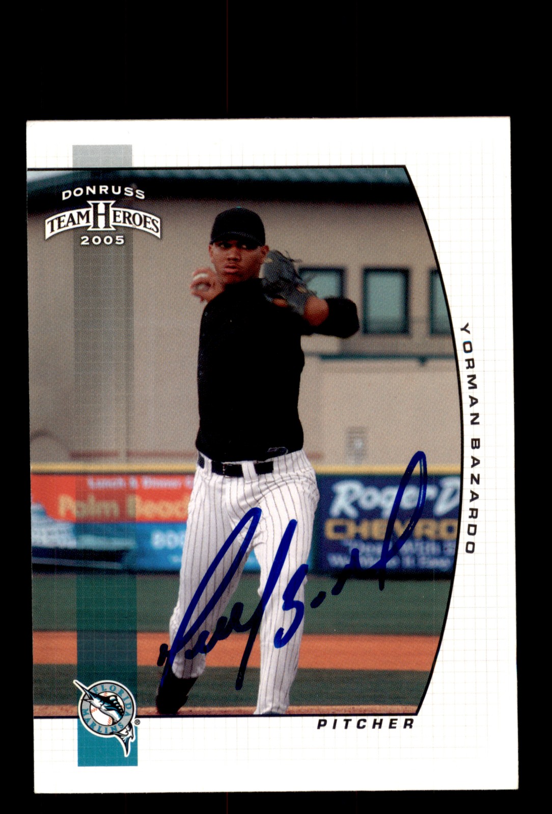 Signed Baseball Card Auto 2005 Donruss Team Heroes #377 Yorman Bazardo Marlins