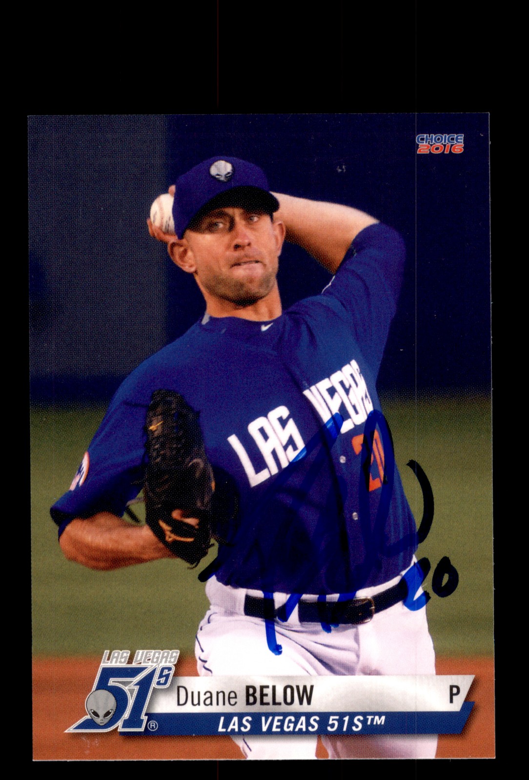Signed Baseball Card Auto 2016 Choice Las Vegas 51s #03 Duane Below