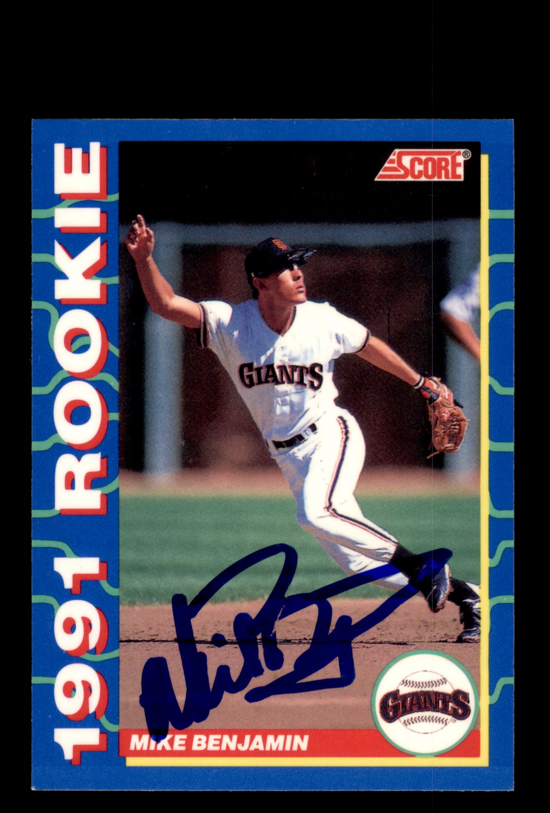 Signed Baseball Card Auto 1991 Score Rookies #25 Mike Benjamin SF Giants