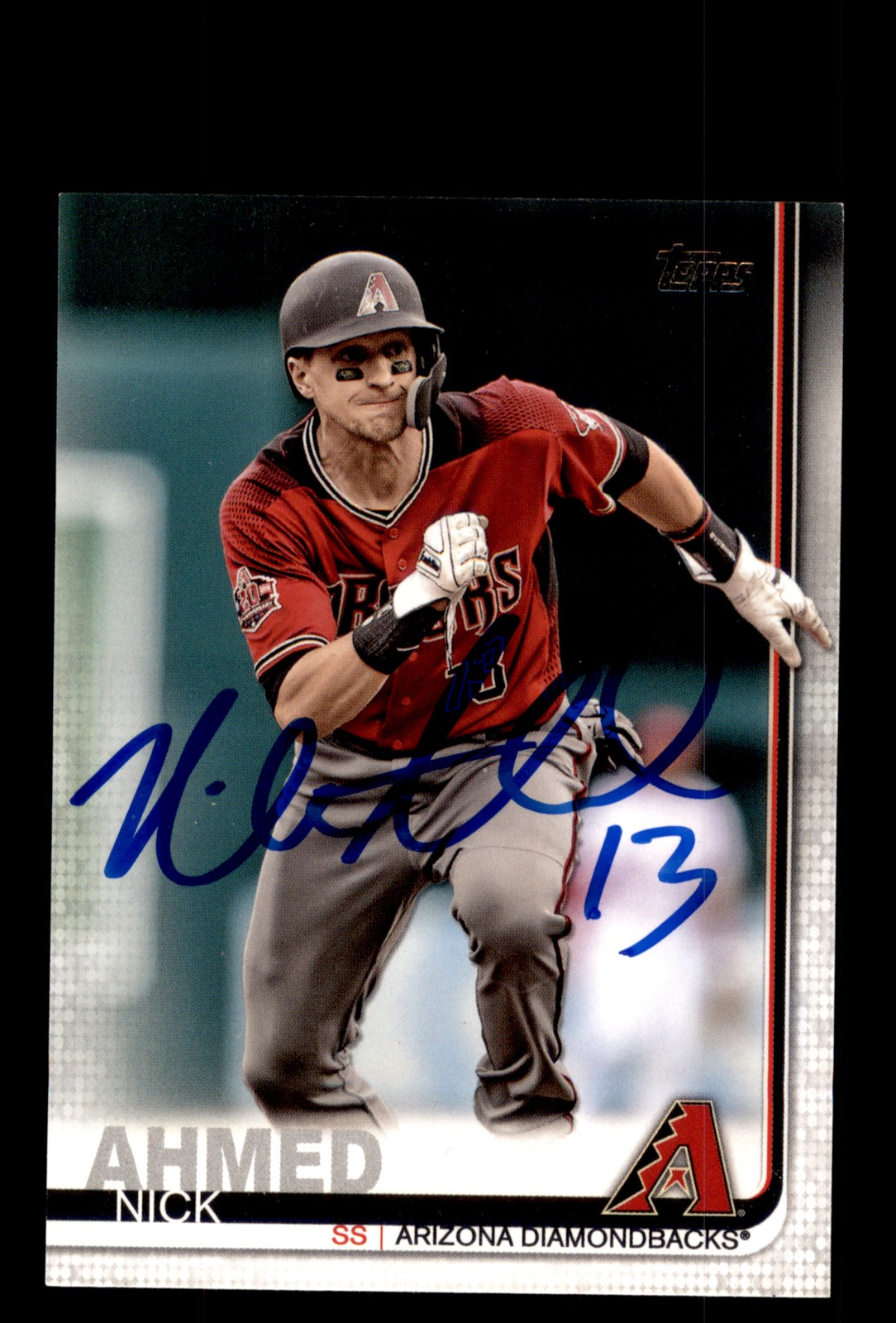 Signed Baseball Card Auto 2019 Topps #68 Nick Ahmed Arizona Diamondbacks