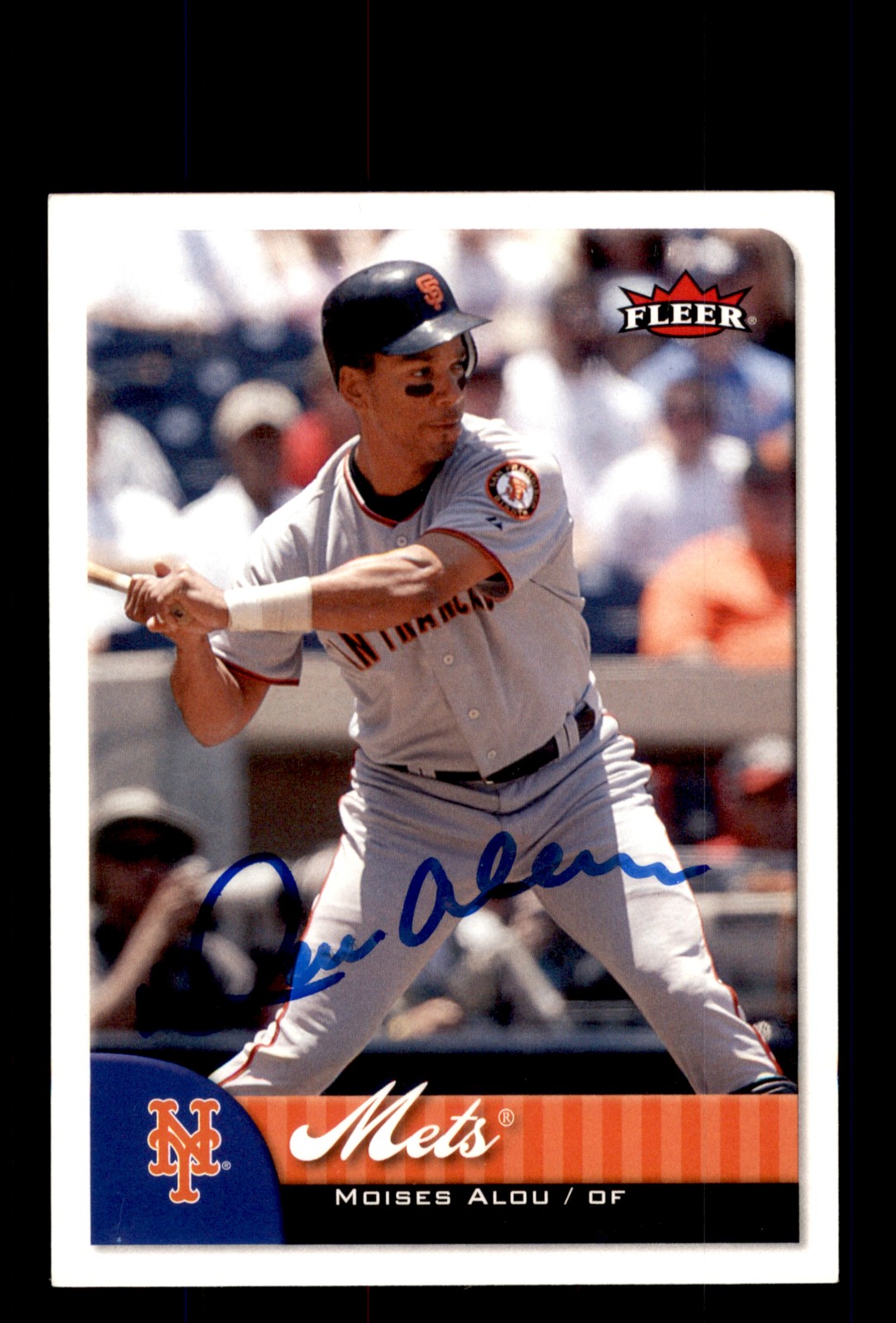 Signed Baseball Card Auto 2007 Fleer #72 Moises Alou New York Mets