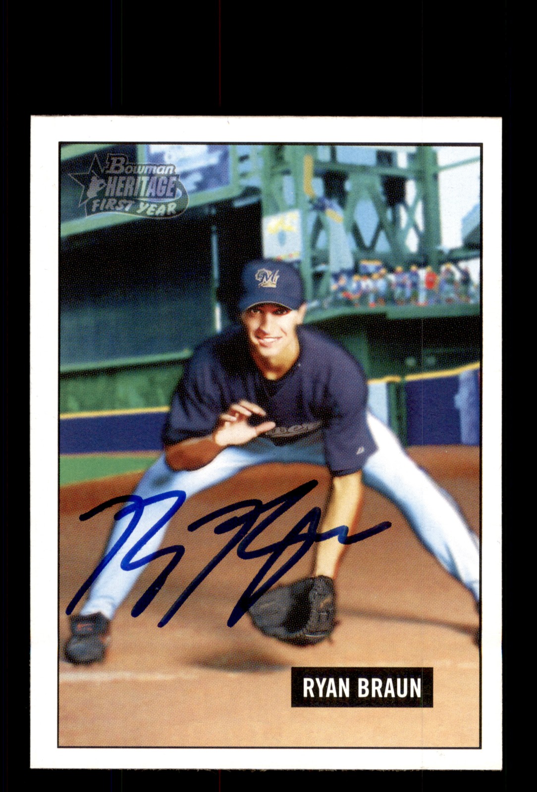 Signed Baseball Card Auto 2005 Bowman Heritage #341 Ryan Braun Milwaukee Brewers