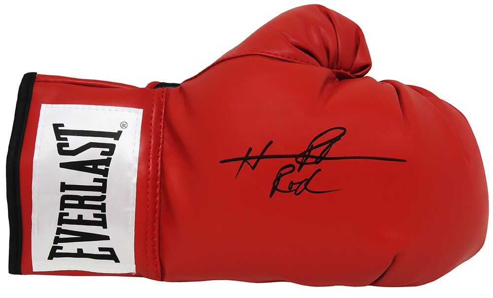 HASIM RAHMAN Signed Everlast Red Boxing Glove w/Rock - SCHWARTZ