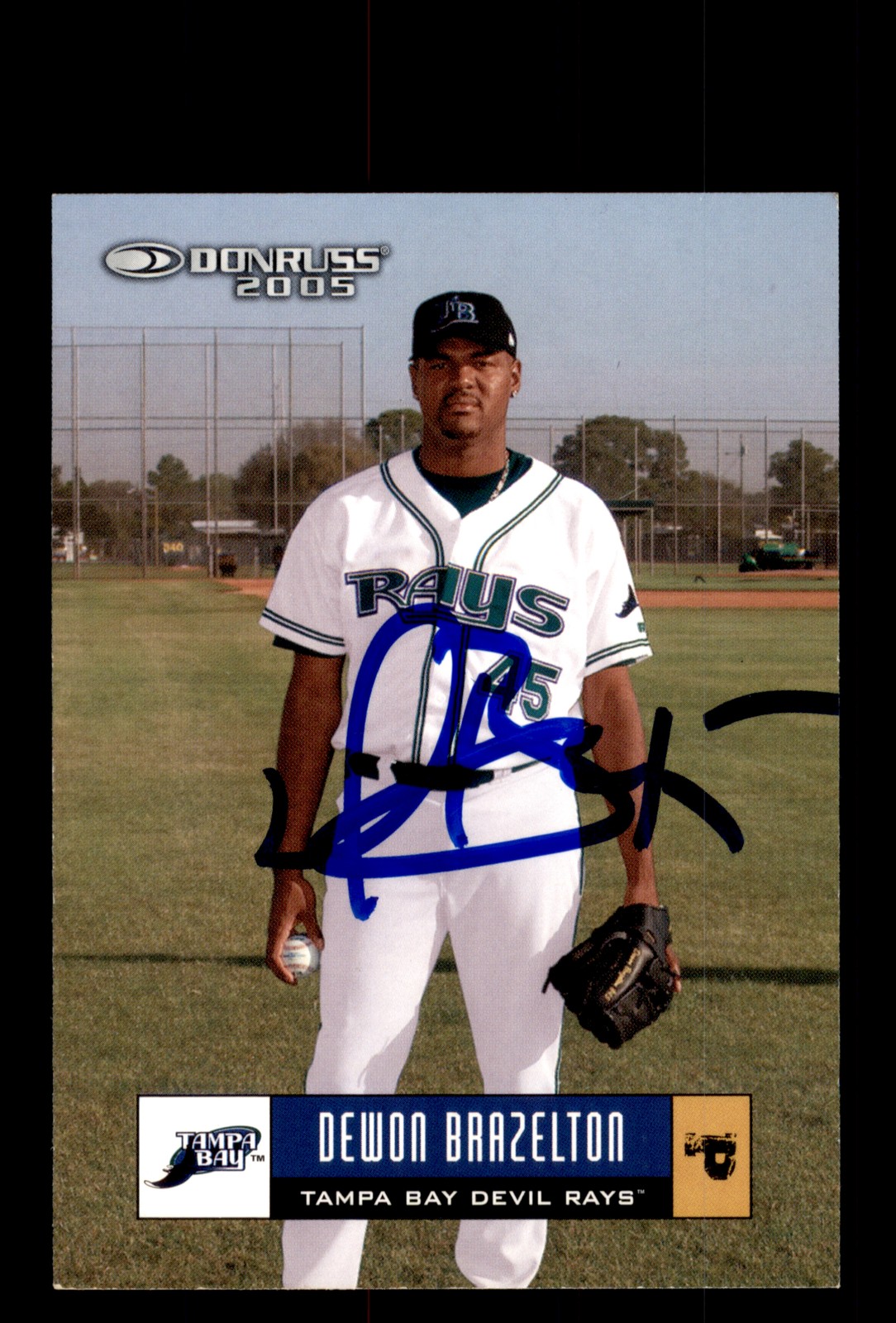 Signed Baseball Card Auto 2005 Donruss #349 Dewon Brazelton Tampa Bay Devil Rays