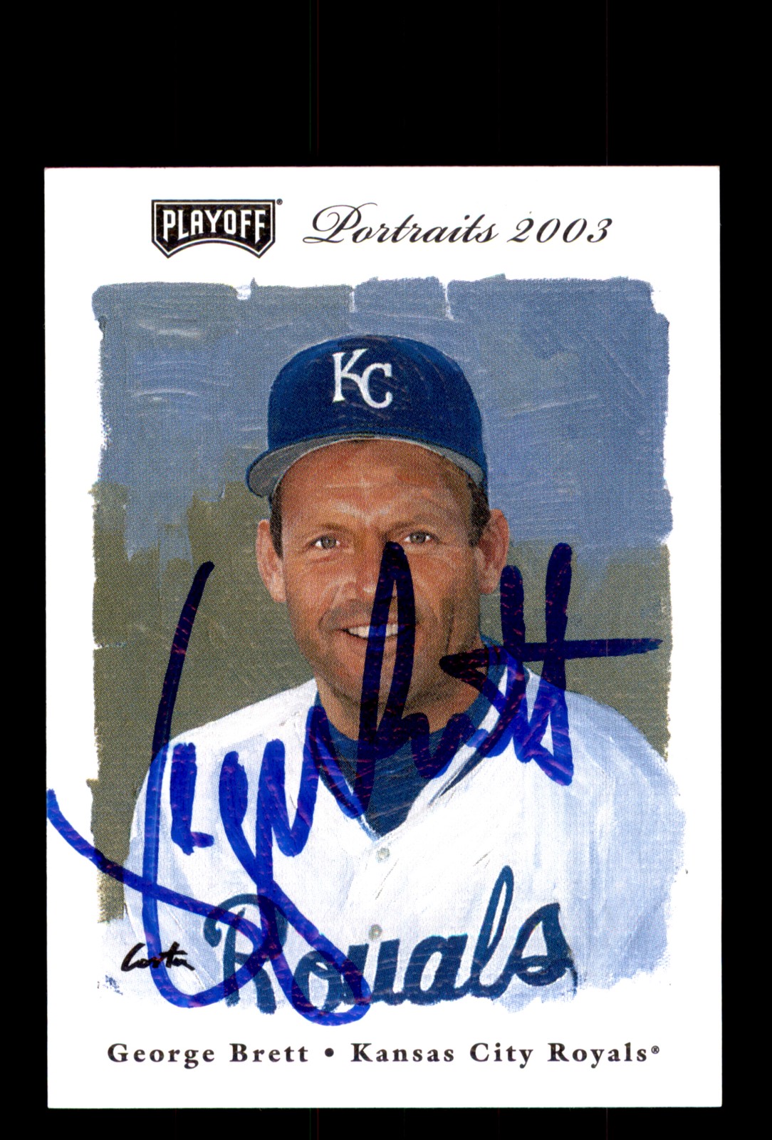 Signed Baseball Card Auto 2003 Playoff Portraits #91 George Brett KC Royals