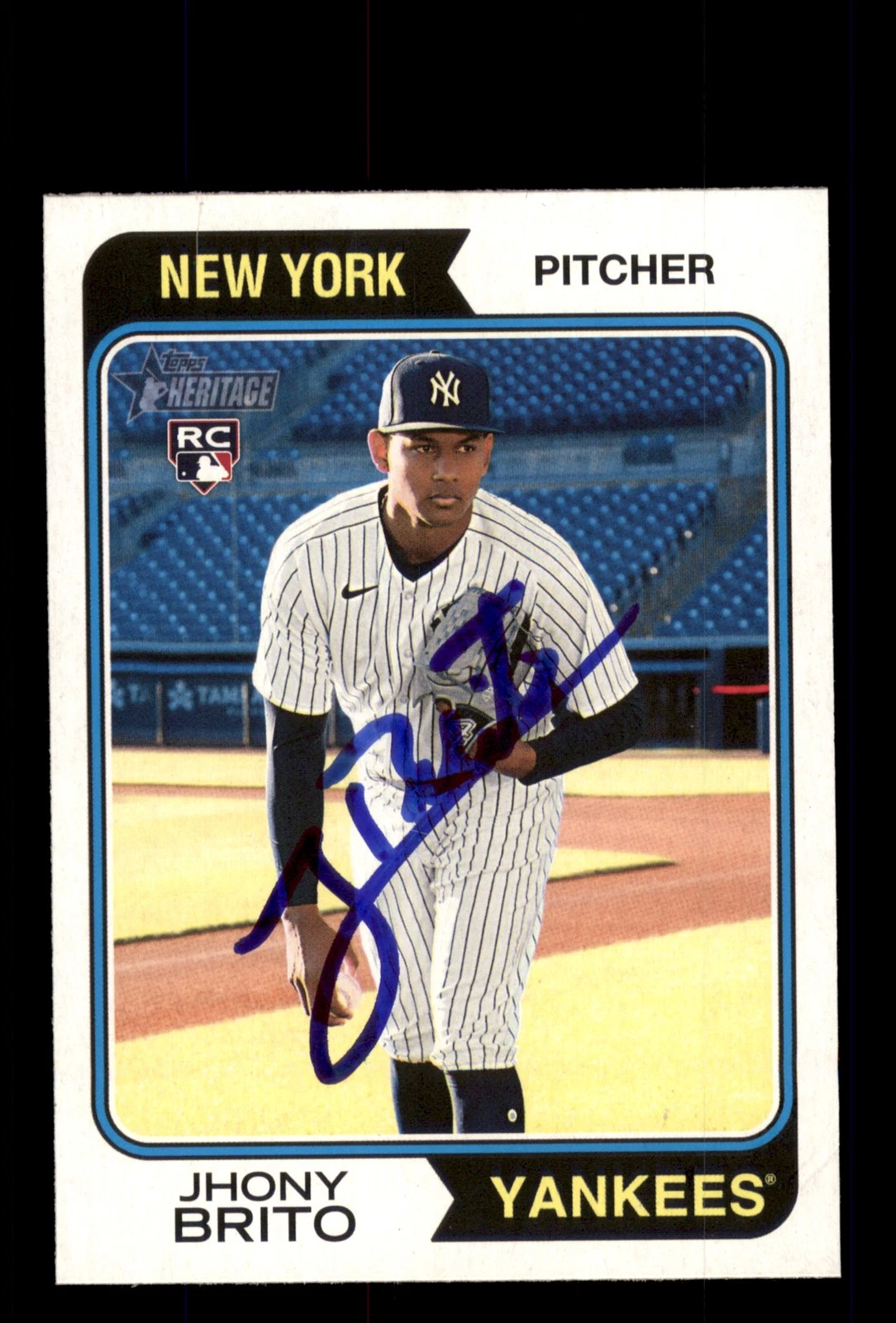 Signed Baseball Card Auto 2023 Topps Heritage #557 Jhony Brito New York Yankees