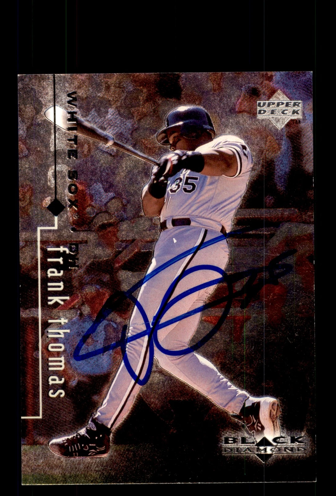 Signed Baseball Card Auto 1999 Upper Deck Black Diamond #20 Frank Thomas HOF