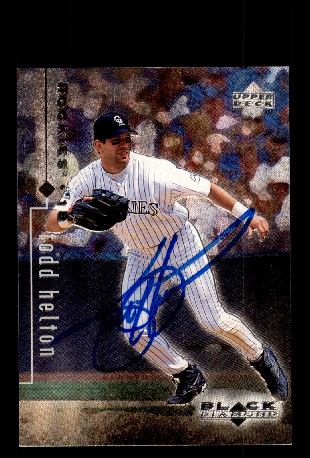 Signed Baseball Card Auto 1999 Upper Deck Black Diamond #30 Todd Helton Rockies