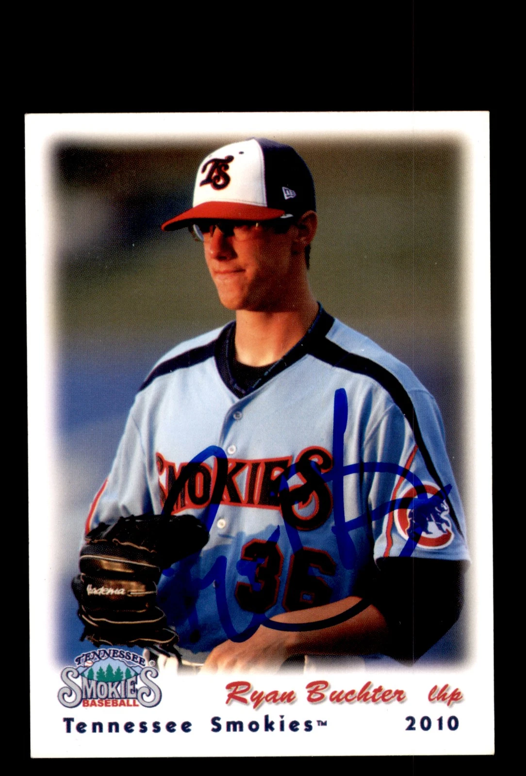 Signed Baseball Card Auto 2010 Grandstand Tennessee Smokies Ryan Buchter